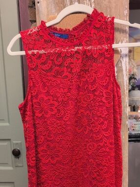 Apt. 9 Bright Red Floral Lace Sleeveless Tank